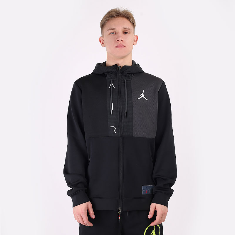 мужская черная толстовка Jordan Air Fleece Full-Zip Hoodie CV2328-010 - цена, описание, фото 3